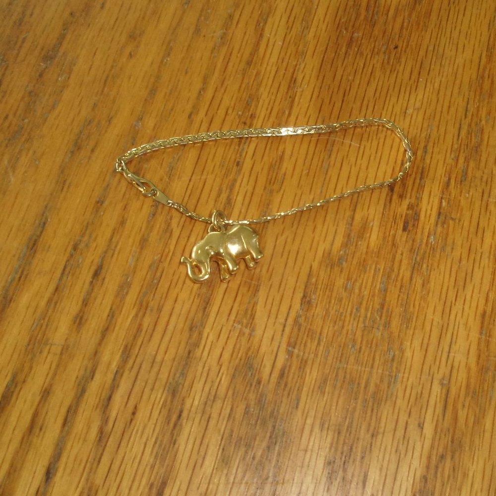 Bracelet 14KGP gold chain elephant charm